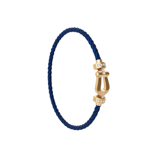 Fred Force 10 Medium Yellow Gold and Diamond Pavé Cable Fred Force 10 Medium Yellow Gold and Diamond Pavé Cable